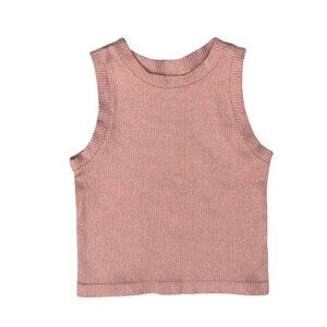 Sparkly Pink Ribbed Cropped Tank Top Youth XL Fits Like Medium